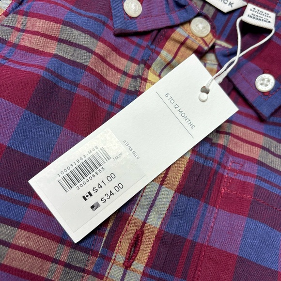 NWT Janie and Jack flannel button down boys short size 6-12 months - Picture 4 of 4